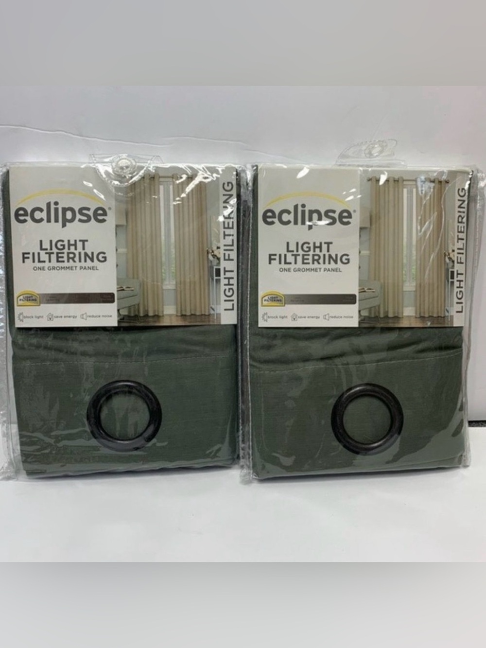 ECLIPSE Liberty Sage Light Filtering Curtain Panels Pair 2 52 in x 95 in NEW NIP